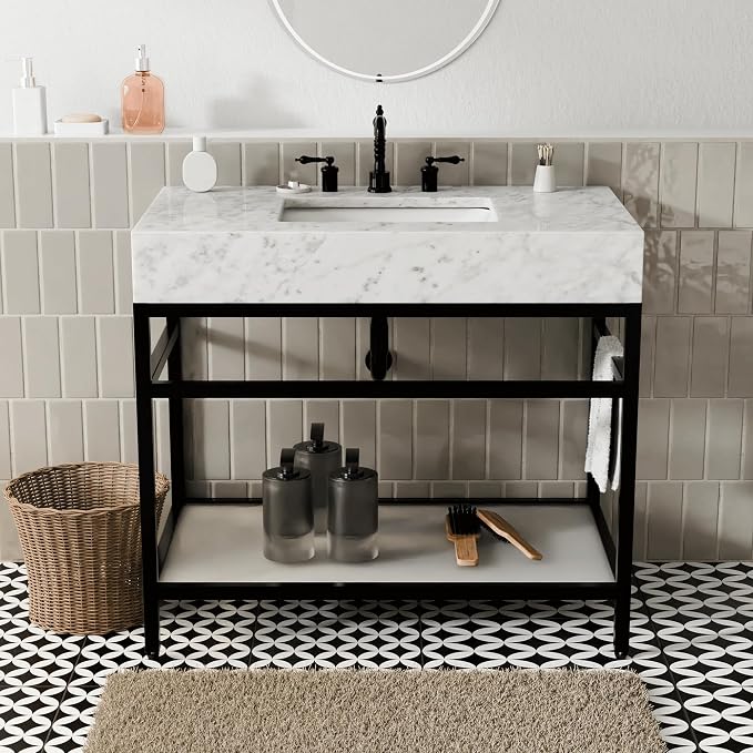 GESIPOR Bathroom Carrara Marble Vanity - Image 6