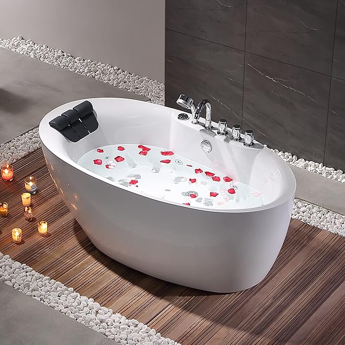 Empava 67 Inch Freestanding Whirlpool Tub -Hydromassage Gracefully Oval Shaped by Empava