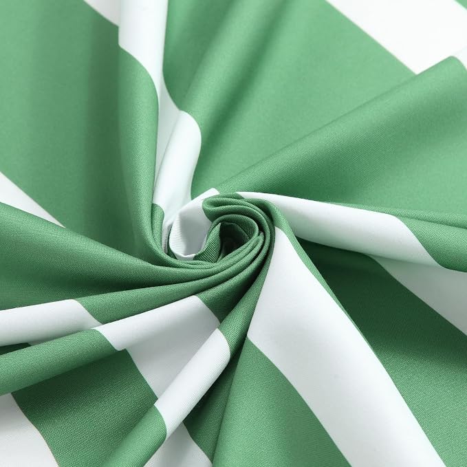 Green and White Striped Shower Curtain 72x78 Inches, Waterproof Fabric - Image 2