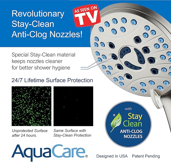 Hotel Spa AquaCare High Pressure 8-mode Handheld Shower Head, Anti-clog Nozzles - Image 3