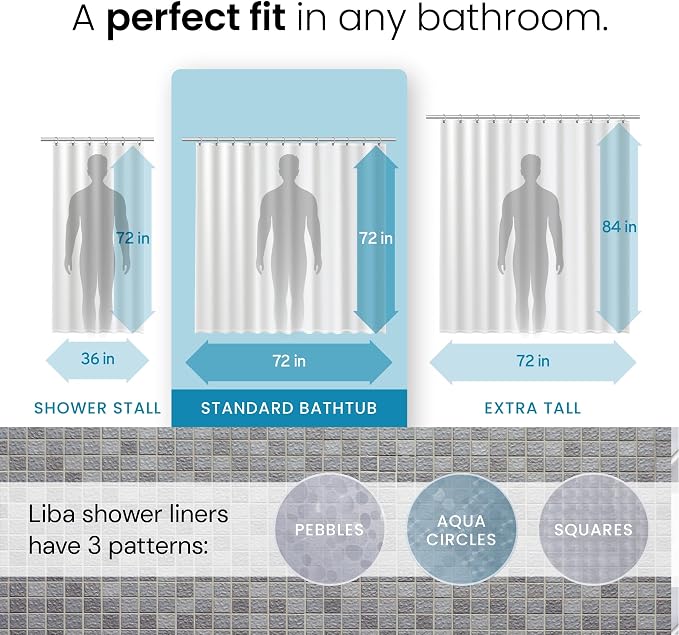 LiBa Waterproof PEVA 8G Shower Curtain, Plastic - Image 4