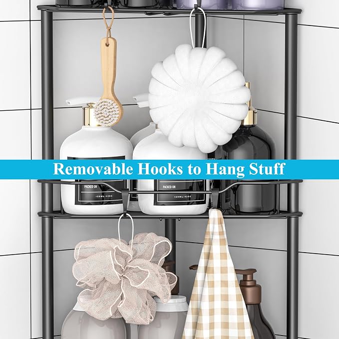 4 Tier Floor Standing Corner Shower Caddy Organizer Shelf - Image 5