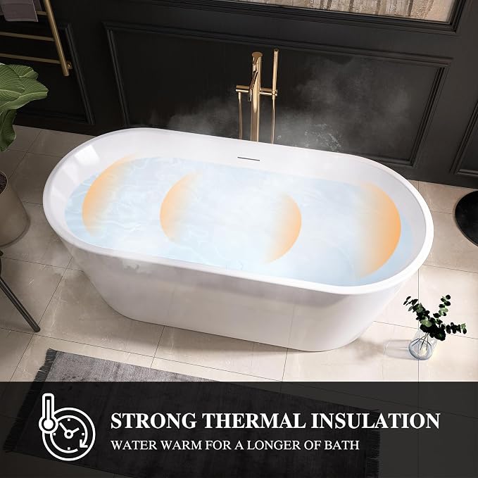 59" Acrylic Freestanding Bathtub, Free Standing Tub, Stand Alone Tub, Soaking - Image 7