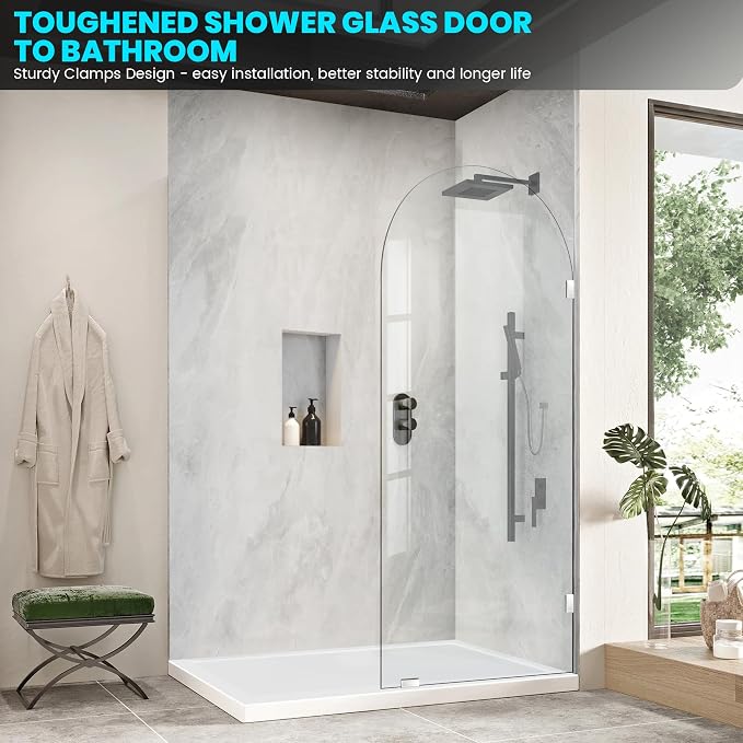 34" W ×78" H Shower Glass Door, Bathroom Framless Glass Shower Panel Door - Image 2