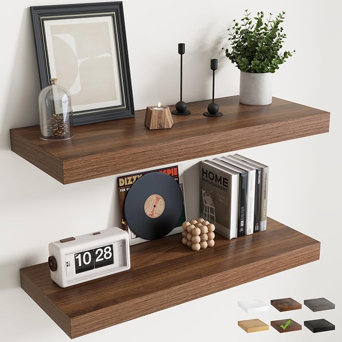 36 Inch Floating Shelves for Wall Set of 2, Easy Install Engineered Wood by Marsmiles