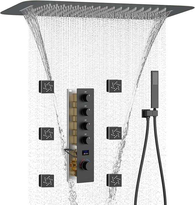 Matte Black Digital Display Shower System by KATAIS