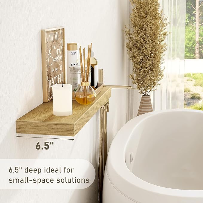 Fun Memories 32 Inch Floating Shelves Wall Shelf Set of 3, Rustic Farmhouse - Image 4