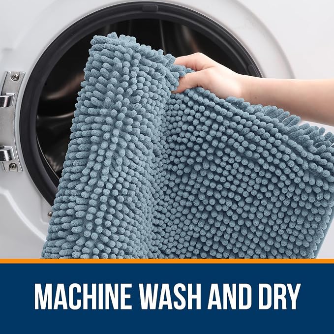 OLANLY Bathroom Rugs Sets 2 Piece, Soft Absorbent Chenille Bath Mats and - Image 4