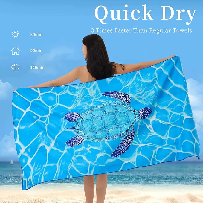 Microfiber Extra Large, Oversized Cute Turtle/Shark Beach Towels - Image 6