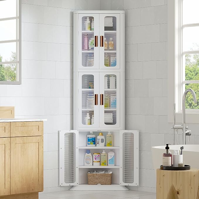 VECELO 3-Tier Tall Corner Cabinet - Image 5