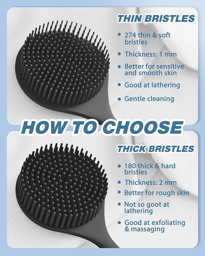Manmihealth Silicone Back Scrubber & Soft Bath Glove Set, Super-Cleaning Body - Image 4