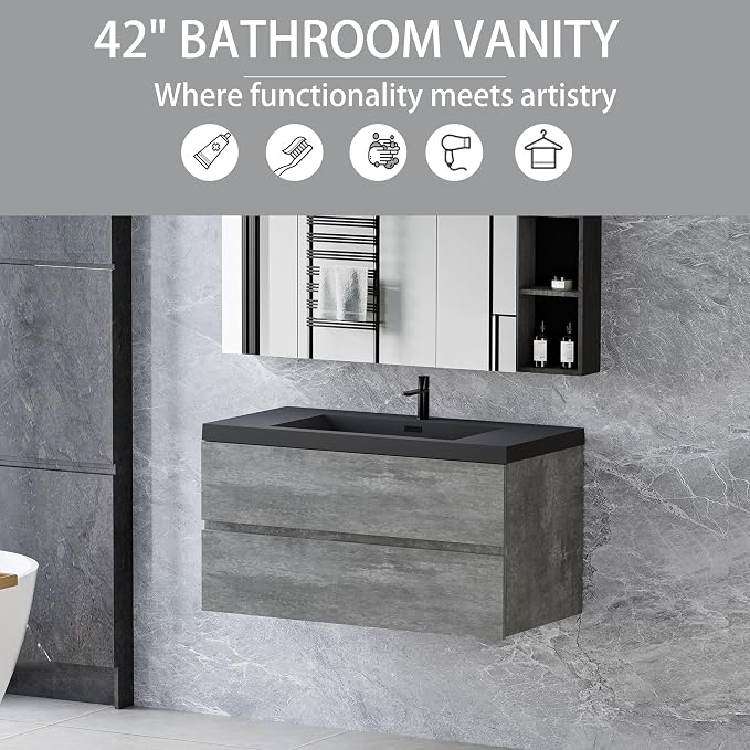 Floating Vanity Bathroom, 42 Inch Bathroom Vanity - Image 3