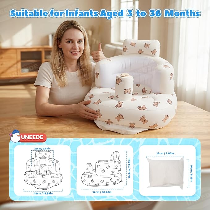UNEEDE Inflatable Baby Seat for 3 Months & Up, Infant Floor Chair for Sitting Up - Image 2