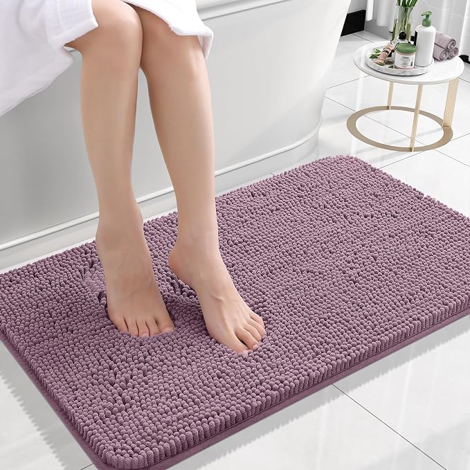 OLANLY Bathroom Rugs 24x16, Extra Soft Absorbent Chenille Bath Rugs, Rubber by OLANLY