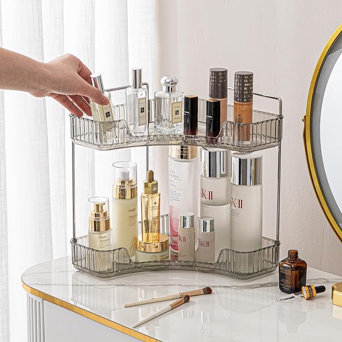 2-Tier Corner Bathroom Counter Organizer – Classic Storage Shelf - Image 6
