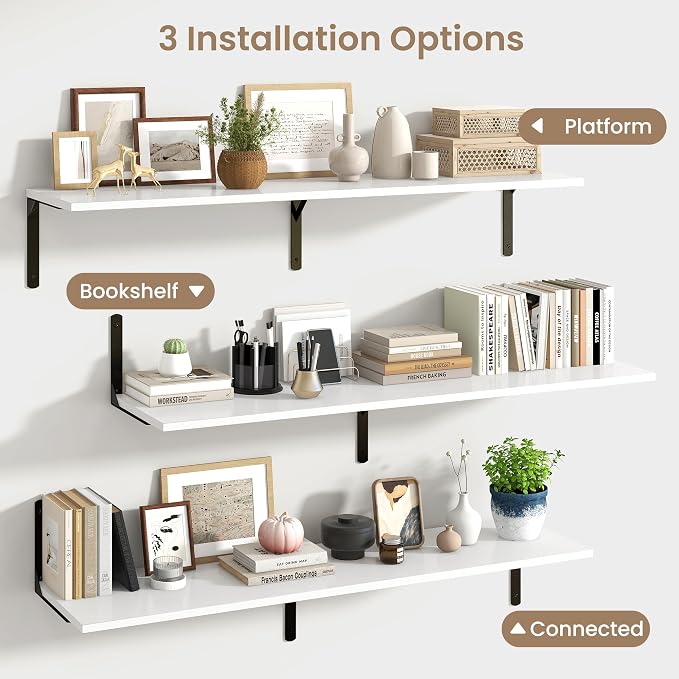Fun Memories Floating Shelves for Wall, 12 Inch Deep Floating Shelves Set of 2 - Image 6