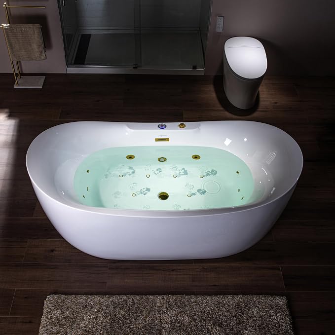 WOODBRIDGE 72" x 35-3/8" Whirlpool and Air Bath Heated Soaking Combination Tub - Image 8