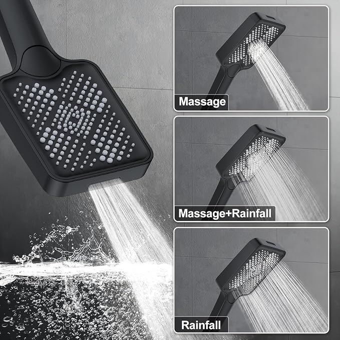 KOJOX Matte Black Thermostatic Shower System, Push Button Diverter Shower - Image 6