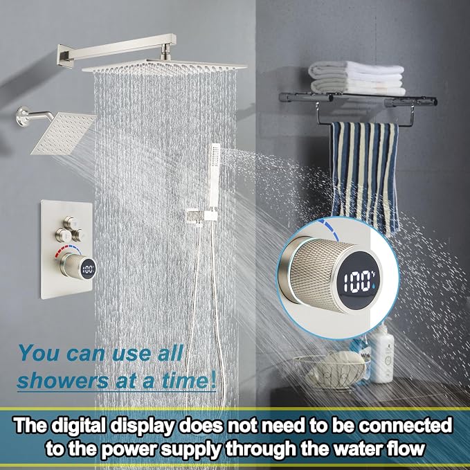 Digital Display Dual Head Shower system Rain Shower System Shower Wall Mount 10 - Image 3