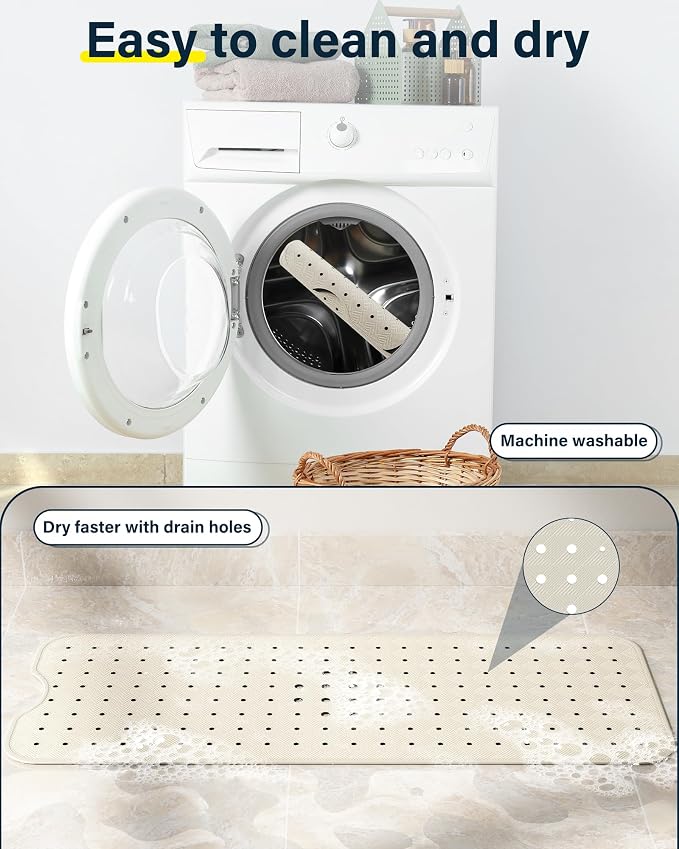 Non Slip Bathtub Mat for Tub & Shower, Machine Washable 40"x16" Anti Slip Bath - Image 5