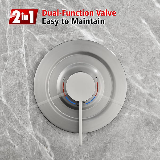 SUMERAIN Brushed Nickel Rainfall Shower System - Image 8