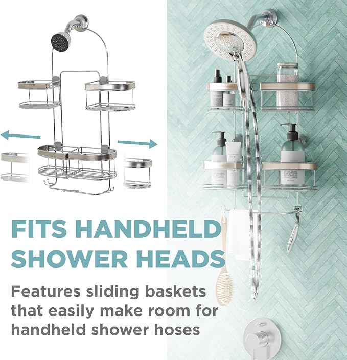 Zenna Home Expanding Shower Caddy, Rust-Resistant, Chrome - Image 4
