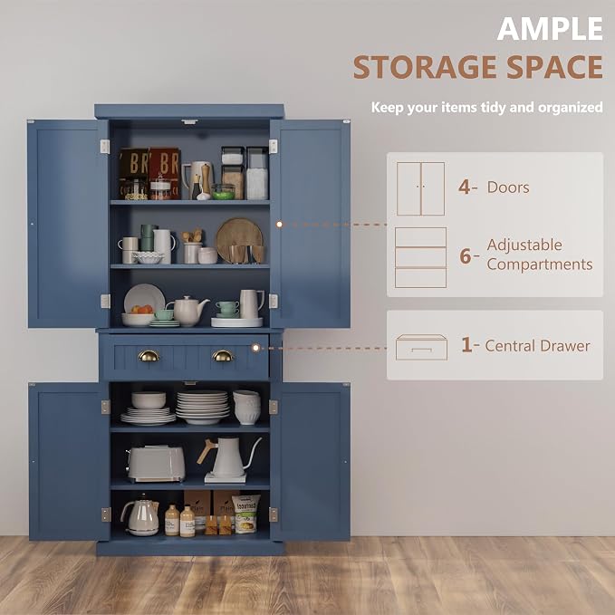 72" Kitchen Pantry, Tall Storage Cabinets - Image 4