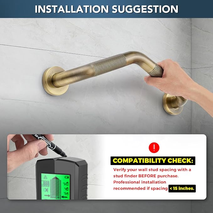 Grab Bars for Bathtubs and Showers- 1-1/4 x 16 Angled Shower Grab Bar for - Image 8