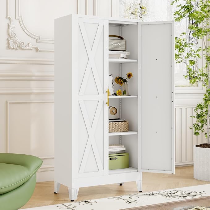 61" H Metal Kitchen Pantry Storage Cabinet, Freestanding Cupboard - Image 9