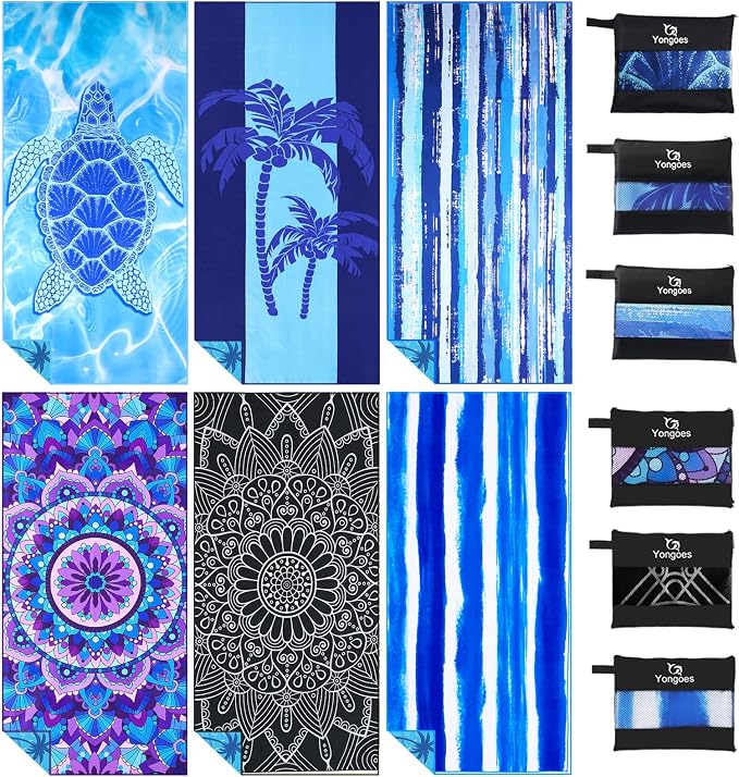 6 Pack Microfiber Lightweight Thin Beach Towel Sand Free Quick Dry Super by Yongoesbeachtowel