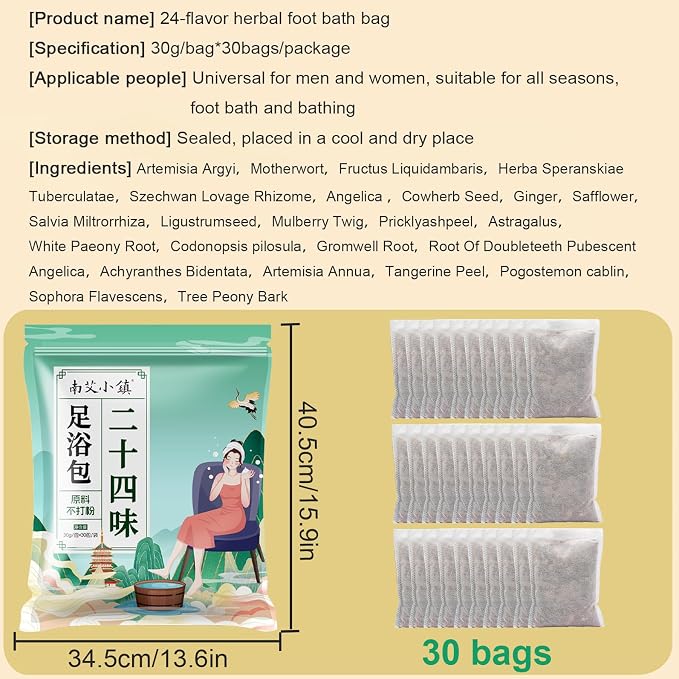 30 Bags Herbal Foot Soak, Foot Bath Herb, Foot Spa Bath Soak Foot Detox Soak to - Image 3
