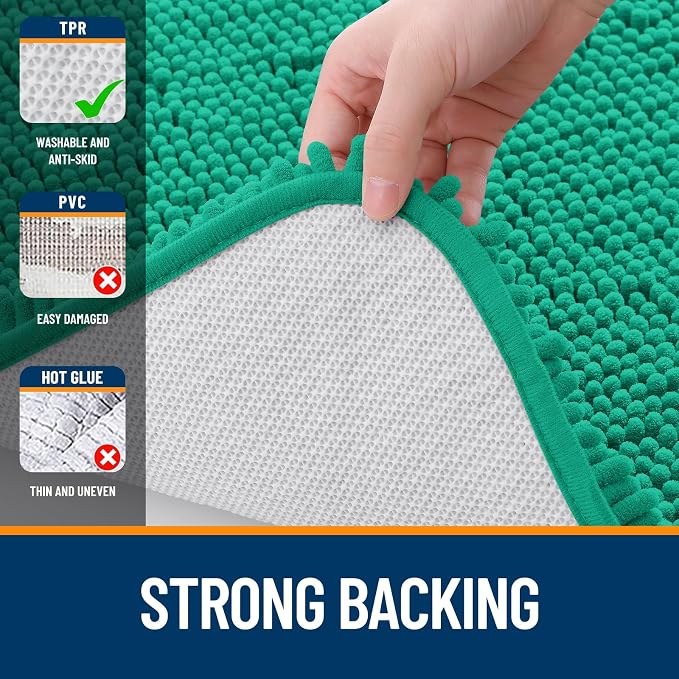 OLANLY Bathroom Rugs 44x24, Extra Soft Absorbent Chenille Bath Rugs, Rubber - Image 7