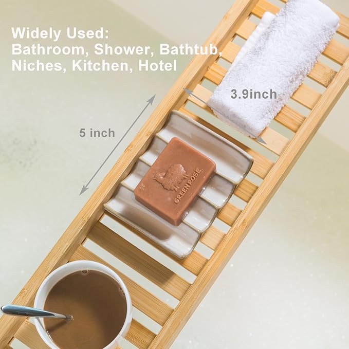 Soap Dish with Self Drain Fluted Design, Bar Soap Holder - Image 2