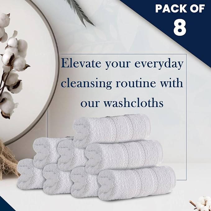 HALLEY Turkish 8 Pack Premium Washcloths 650 GSM Highly Absorbent Super Soft - Image 5