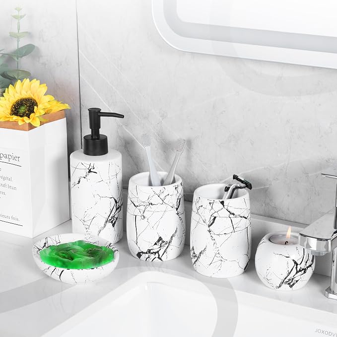 Ceramic Bathroom Accessory Set, 5-Piece Bathroom Accessory Set, Soap Dish - Image 6