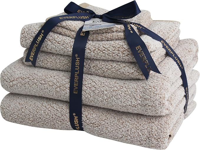 Everplush Diamond Jacquard 6 Pieces Bath Towel Set, Luxury Super Soft Oversized - Image 7