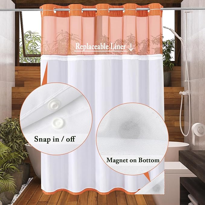 Gibelle No Hook Waffle Weave Shower Curtain - Image 3