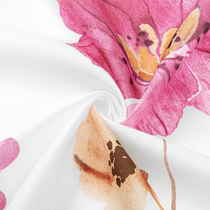 Gibelle Watercolor Floral Shower Curtain, Hot Pink Flower Shower Curtain - Image 4