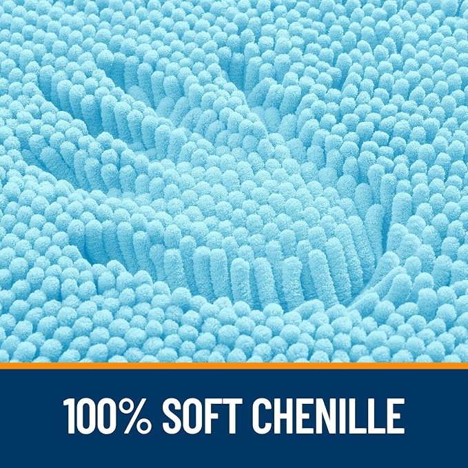 OLANLY Bathroom Rugs 47x24, Extra Soft Absorbent Chenille Bath Rugs, Rubber - Image 3