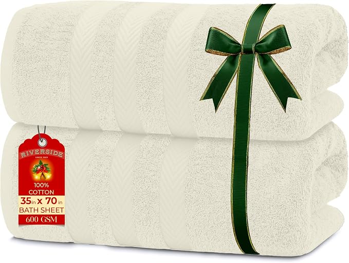 RIVERSIDE Pack of 2 Extra Large Bath Sheets 35 x 70 Inches by RIVERSIDE
