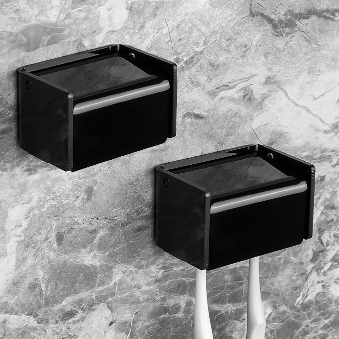 2 Pack Toothbrush Holder Wall Mounted by LUEXBOX