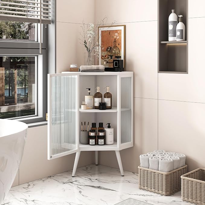 Corner Storage Cabinet with Glass Door - Image 3