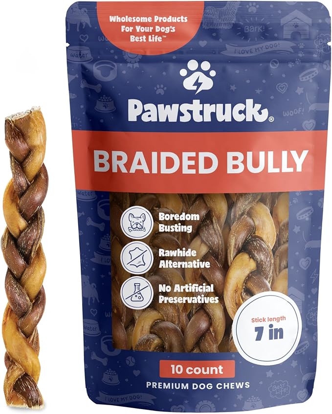 Pawstruck Natural 7” Braided Bully Sticks by Pawstruck