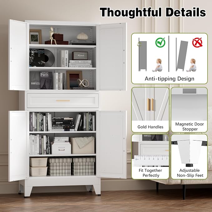 COFaR 71" Tall Kitchen Pantry, Farmhouse Storage Cabinet - Image 7