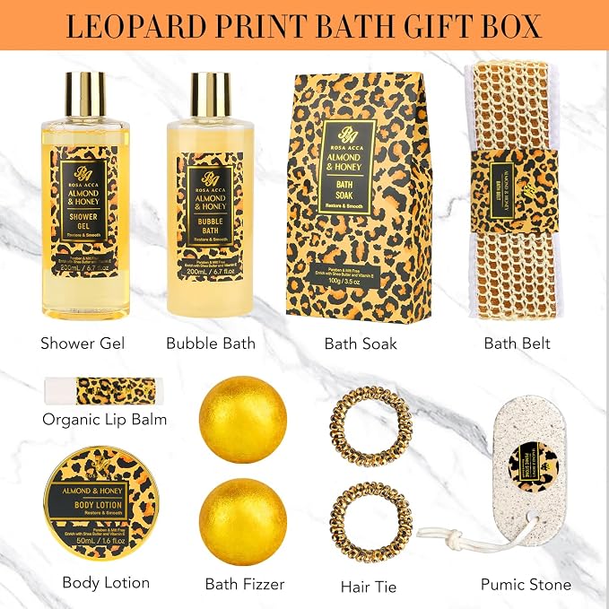 Christmas Gifts for Women, Bath Gift Set, Leopard XXL 20 Pcs Skin Care Set - Image 2