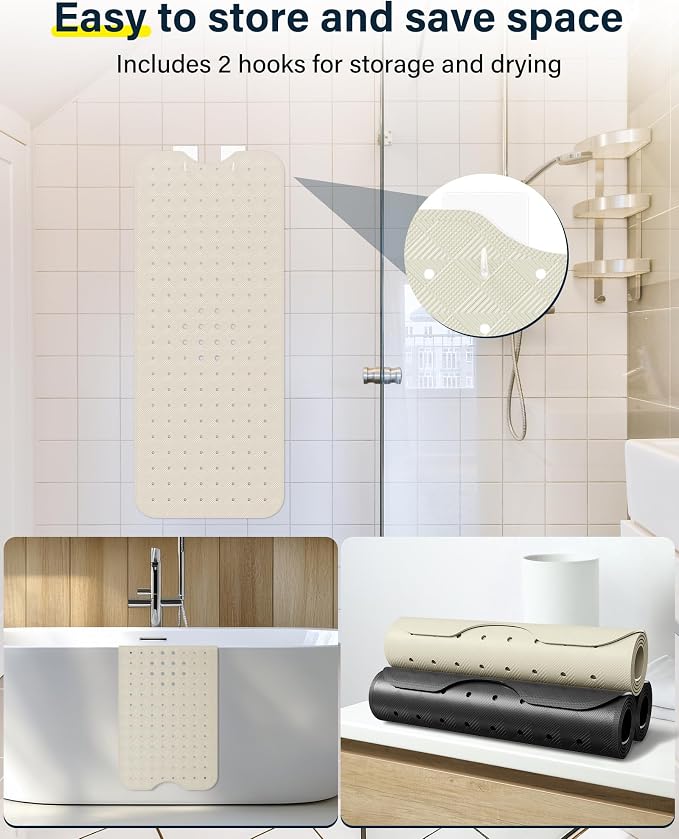 Non Slip Bathtub Mat for Tub & Shower, Machine Washable 40"x16" Anti Slip Bath - Image 3