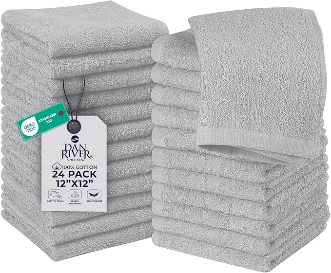 DAN RIVER 24 Pack Wash Cloths for Showering by DanRiver