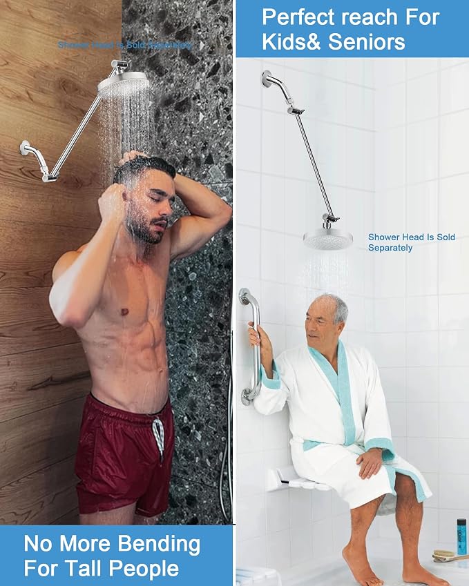 15 Inch Extra Long Adjustable Shower Head Extension Arm - Image 5