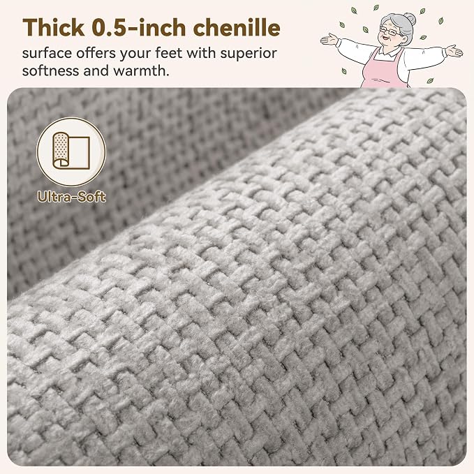 GRANNY SAYS Grey Bathroom Rugs, Soft Chenille Bathroom Mat, Absorbent Bath Mats - Image 6