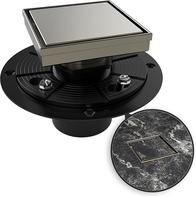 WEBANG 4 Inch Square Shower Drain Nickel Floor Drain by WEBANG